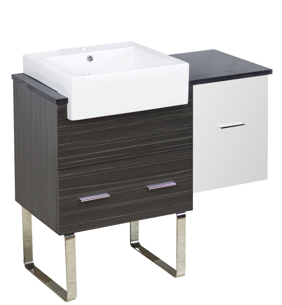 American Imaginations Xena Farmhouse 36.75-in. W X 18-in. D Modern Plywood-Melamine Vanity Base Set Only In White-Dawn Grey AI-19593