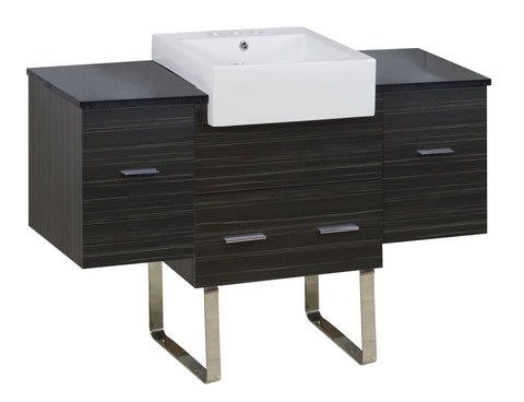 Image of American Imaginations Xena Farmhouse 50.75-in. W Floor Mount Dawn Grey Vanity Set For 3H4-in. Drilling Black Galaxy Top AI-19799
