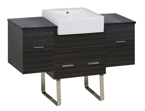 Image of American Imaginations Xena Farmhouse 50.75-in. W Floor Mount Dawn Grey Vanity Set For 3H8-in. Drilling Black Galaxy Top AI-19800