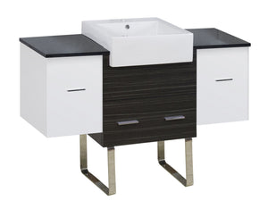 American Imaginations Xena Farmhouse 50.75-in. W Floor Mount White-Dawn Grey Vanity Set For 1 Hole Drilling Black Galaxy Top AI-19801
