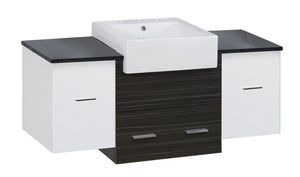 American Imaginations Xena Farmhouse 50.75-in. W Wall Mount White-Dawn Grey Vanity Set For 3H8-in. Drilling Black Galaxy Top AI-19809