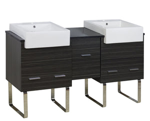 American Imaginations Xena Farmhouse 59.5-in. W Floor Mount Dawn Grey Vanity Set For 1 Hole Drilling Black Galaxy Top AI-1552