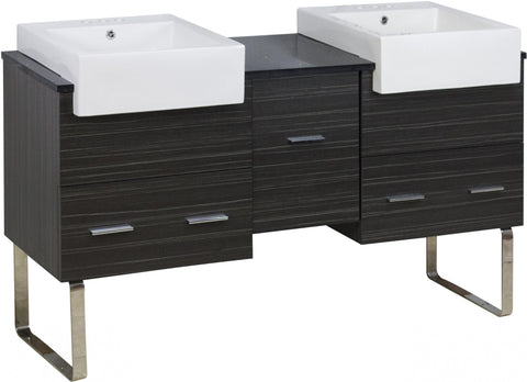 Image of American Imaginations Xena Farmhouse 59.5-in. W Floor Mount Dawn Grey Vanity Set For 3H4-in. Drilling AI-20304