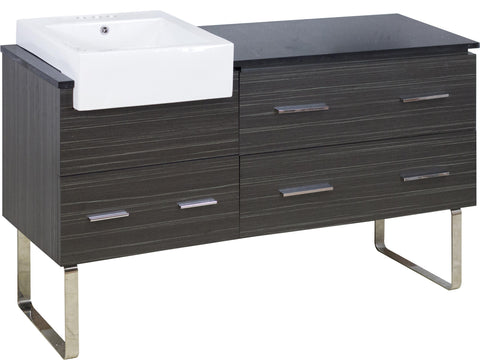 Image of American Imaginations Xena Farmhouse 60.75-in. W Floor Mount Dawn Grey Vanity Set For 3H4-in. Drilling Black Galaxy Top AI-19757