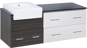 American Imaginations Xena Farmhouse 60.75-in. W Wall Mount Dawn Grey Vanity Set For 3H8-in. Drilling Black Galaxy Top AI-19767