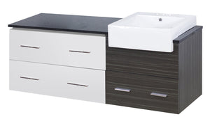 American Imaginations Xena Farmhouse 60.75-in. W Wall Mount White-Dawn Grey Vanity Set For 3H4-in. Drilling Black Galaxy Top AI-19754