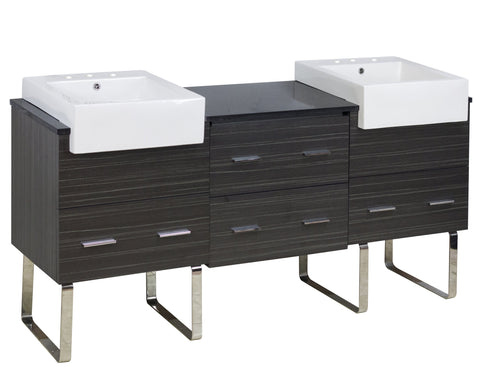 Image of American Imaginations Xena Farmhouse 68.75-in. W X 18-in. D Modern Plywood-Melamine Vanity Base Set Only In Dawn Grey AI-19642
