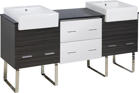 Image of American Imaginations Xena Farmhouse 68.75-in. W X 18-in. D Modern Plywood-Melamine Vanity Base Set Only In White-Dawn Grey AI-19643