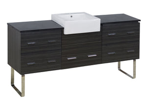 American Imaginations Xena Farmhouse 76.25-in. W Floor Mount Dawn Grey Vanity Set For 1 Hole Drilling Black Galaxy Top AI-19786