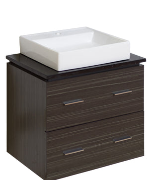 American Imaginations Xena Quartz 24-in. W Wall Mount Dawn Grey Vanity Set For 1 Hole Drilling Black Galaxy Top AI-730