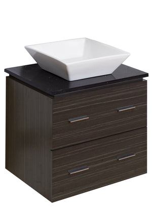 American Imaginations Xena Quartz 24-in. W Wall Mount Dawn Grey Vanity Set For Wall Mount Drilling Black Galaxy Top AI-731