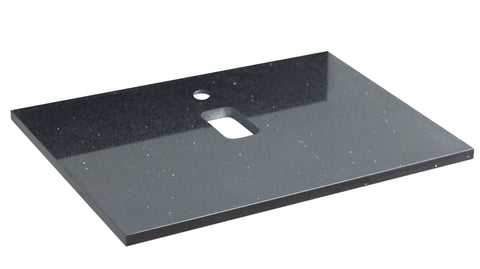 Image of American Imaginations Xena Quartz 24-in. W X 18.3-in. D Quartz Top In Black Galaxy Color For Deck Mount Faucet AI-658