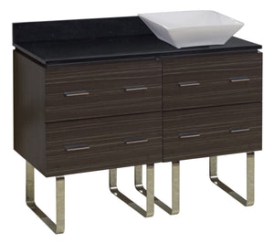 American Imaginations Xena Quartz 48-in. W Floor Mount Dawn Grey Vanity Set For Wall Mount Drilling Black Galaxy Top AI-1384