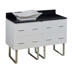 American Imaginations Xena Quartz 48-in. W Floor Mount White Vanity Set For Deck Mount Drilling Black Galaxy Top AI-1408