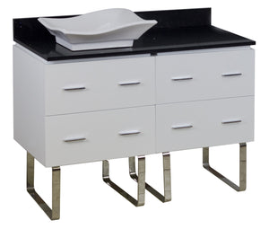 American Imaginations Xena Quartz 48-in. W Floor Mount White Vanity Set For Wall Mount Drilling Black Galaxy Top AI-1409