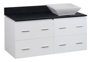 American Imaginations Xena Quartz 48-in. W Wall Mount White Vanity Set For Deck Mount Drilling Black Galaxy Top AI-1540