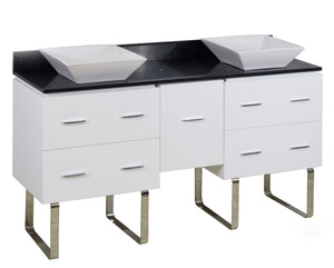 American Imaginations Xena Quartz 60-in. W Floor Mount White Vanity Set For Deck Mount Drilling Black Galaxy Top AI-1432
