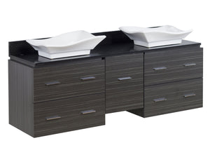 American Imaginations Xena Quartz 60-in. W Wall Mount Dawn Grey Vanity Set For Deck Mount Drilling Black Galaxy Top AI-1450