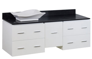 American Imaginations Xena Quartz 60-in. W Wall Mount White Vanity Set For Deck Mount Drilling Black Galaxy Top AI-1514