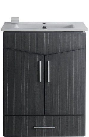 American Imaginations Zen 23.75-in. W Wall Mount Dawn Grey Vanity Set For 1 Hole Drilling AI-18135