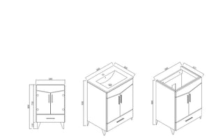 American Imaginations Zen 24-in. W X 17-in. D Modern Plywood-Melamine Vanity Base Set Only In Dawn Grey AI-18123