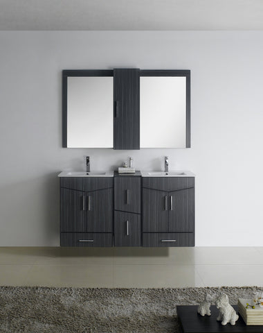 Image of American Imaginations Zen 58-in. W X 18-in. D Modern Wall Mount Plywood-Melamine Vanity Base Set Only In Dawn Grey AI-18133