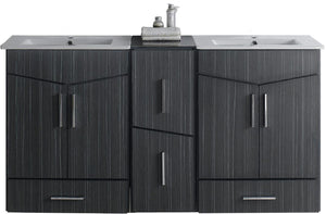 American Imaginations Zen 61.5-in. W Wall Mount Dawn Grey Vanity Set For 1 Hole Drilling AI-18165