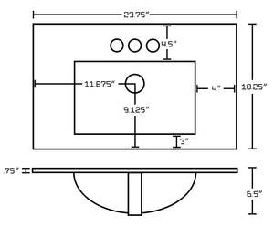 American Imaginations Zen 61.5-in. W Wall Mount Dawn Grey Vanity Set For 3H4-in. Drilling