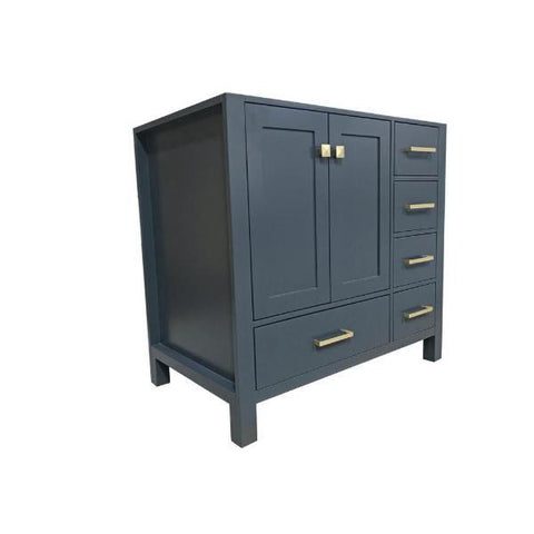 Image of Ariel Cambridge 36" Midnight Blue Transitional Vanity Base Cabinet A037S-L-BC-MNB A037S-L-BC-MNB