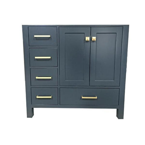 Ariel Cambridge 36" Midnight Blue Transitional Vanity Base Cabinet A037S-R-BC-MNB A037S-R-BC-MNB