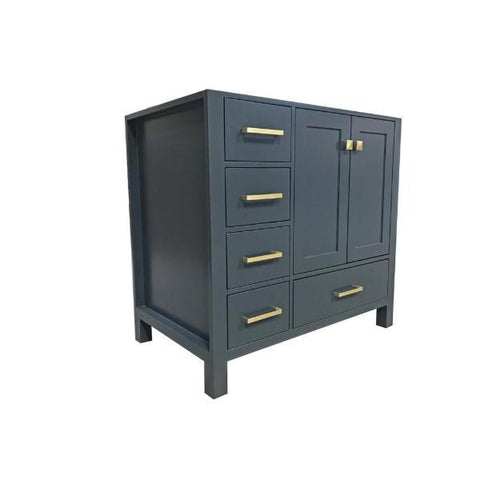 Image of Ariel Cambridge 36" Midnight Blue Transitional Vanity Base Cabinet A037S-R-BC-MNB A037S-R-BC-MNB
