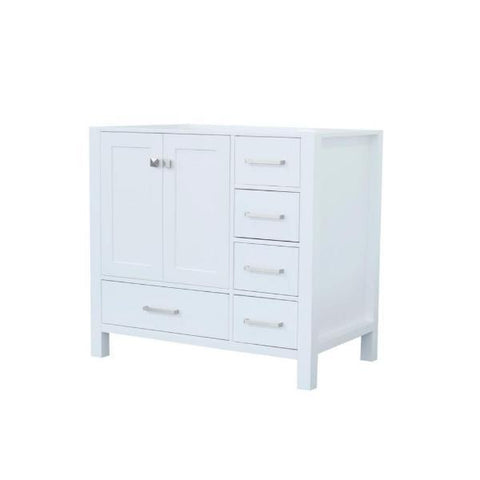 Image of Ariel Cambridge 36" White Transitional Vanity Base Cabinet A037S-L-BC-WHT