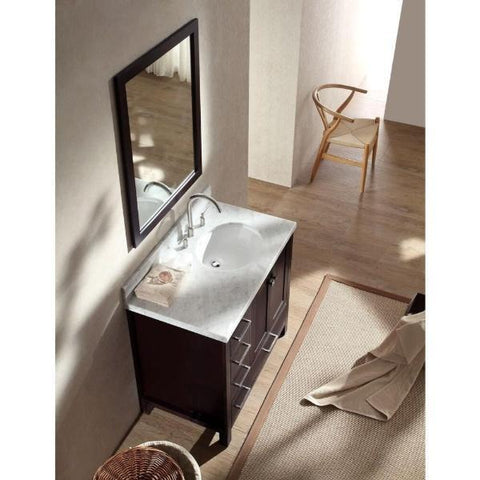 Image of Ariel Cambridge 37" Espresso Modern Oval Sink Vanity With Mirror A037S-L-ESP