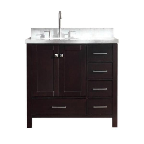 Image of Ariel Cambridge 37" Espresso Modern Single Oval Sink Bathroom Vanity A037S-L-VO-ESP