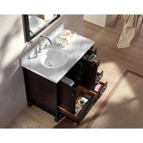 Image of Ariel Cambridge 37" Espresso Modern Single Oval Sink Bathroom Vanity A037S-L-VO-ESP
