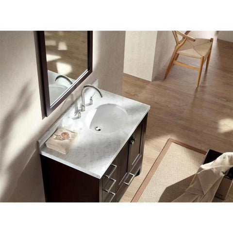 Ariel Cambridge 37" Espresso Modern Single Oval Sink Bathroom Vanity A037S-L-VO-ESP