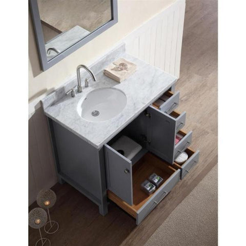 Image of Ariel Cambridge 37" Espresso Modern Single Oval Sink Bathroom Vanity A037S-R-VO-GRY