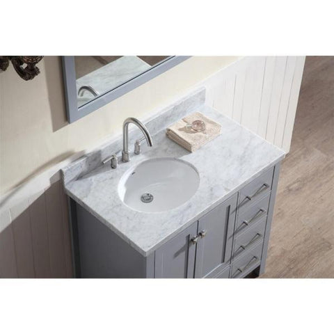 Image of Ariel Cambridge 37" Espresso Modern Single Oval Sink Bathroom Vanity A037S-R-VO-GRY