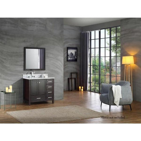 Ariel Cambridge 37" Espresso Modern Single Sink Bathroom Vanity A037SLCWRVOESP