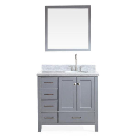 Image of Ariel Cambridge 37" Grey Modern Oval Sink Vanity With Mirror A037S-L-GRY