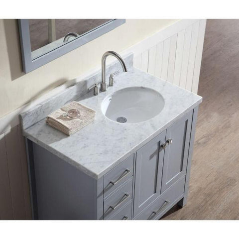 Ariel Cambridge 37" Grey Modern Oval Sink Vanity With Mirror A037S-L-GRY