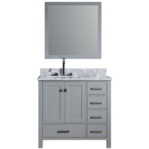 Ariel Cambridge 37" Grey Modern Rectangle Sink Bathroom Vanity  A037S-L-CWR-GRY