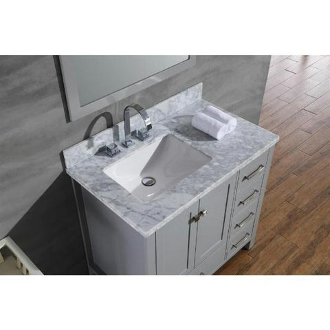 Image of Ariel Cambridge 37" Grey Modern Rectangle Sink Bathroom Vanity  A037S-L-CWR-GRY