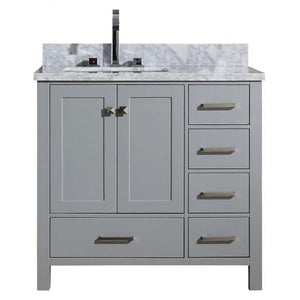 Ariel Cambridge 37" Grey Modern Single Sink Bathroom Vanity A037SLCWRVOGRY