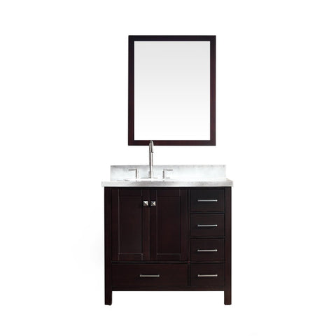 Image of Ariel Cambridge 37" Single Sink Vanity Set w/ Left Offset Sink in Espresso A037S-L-ESP