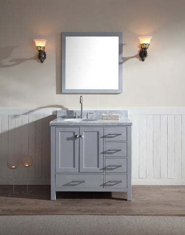 Image of Ariel Cambridge 37" Single Sink Vanity Set w/ Left Offset Sink in Grey A037S-L-GRY