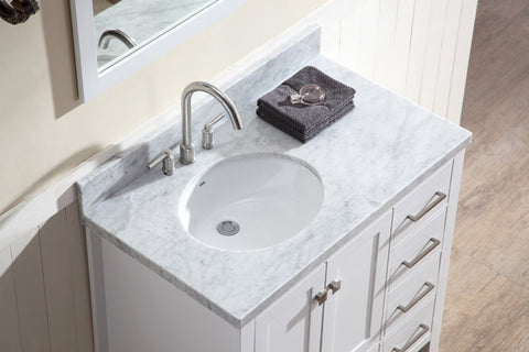 Image of Ariel Cambridge 37" Single Sink Vanity Set w/ Left Offset Sink in White A037S-L-WHT