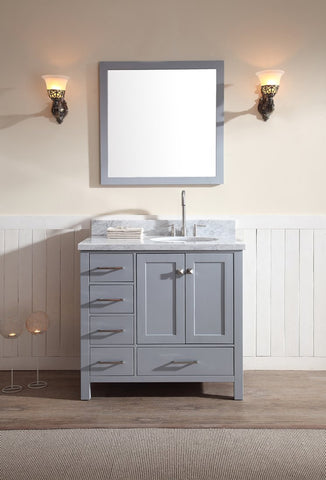Image of Ariel Cambridge 37" Single Sink Vanity Set w/ Right Offset Sink in Grey A037S-R-GRY