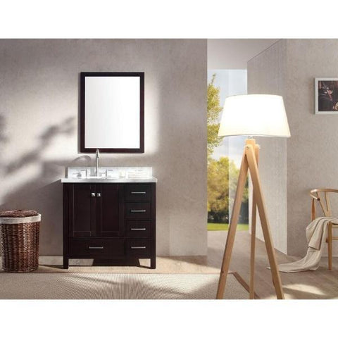 Image of Ariel Cambridge 37" White Modern Oval Sink Vanity With Mirror A037S-L-ESP