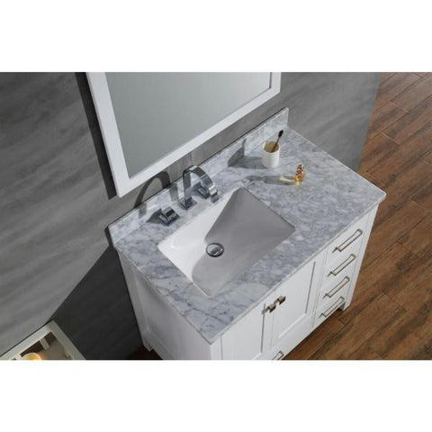 Image of Ariel Cambridge 37" White Modern Rectangle Sink Bathroom Vanity A037S-L-CWR-WHT